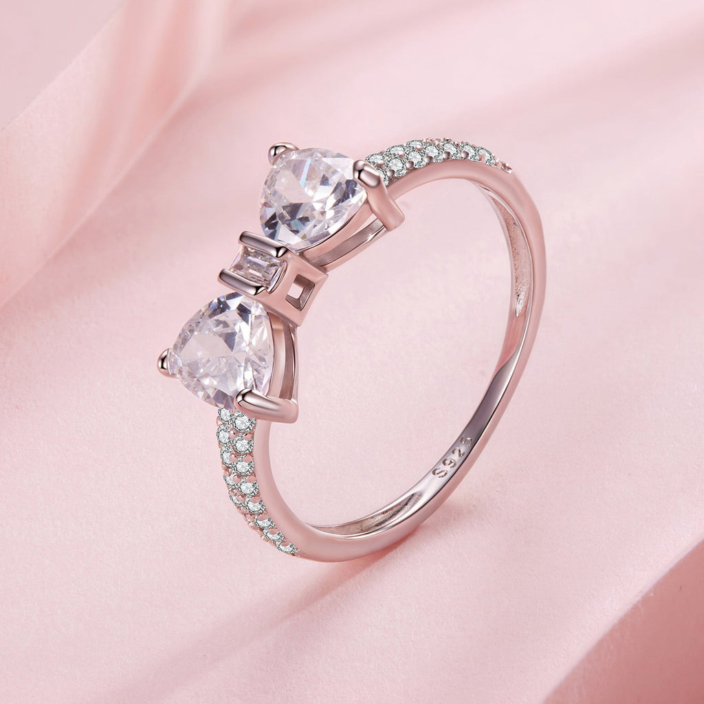 925 Sterling Silver White Gold Plated 1.2cm Pendant Ring Size 6 for Women