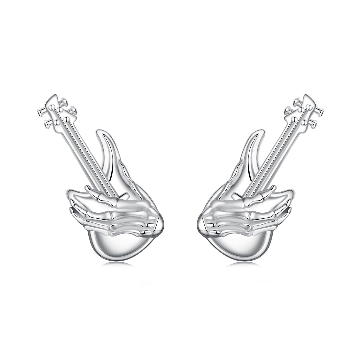 925 Sterling Silver Earrings for Women with White Gold Plating, Size 1.5x0.6cm