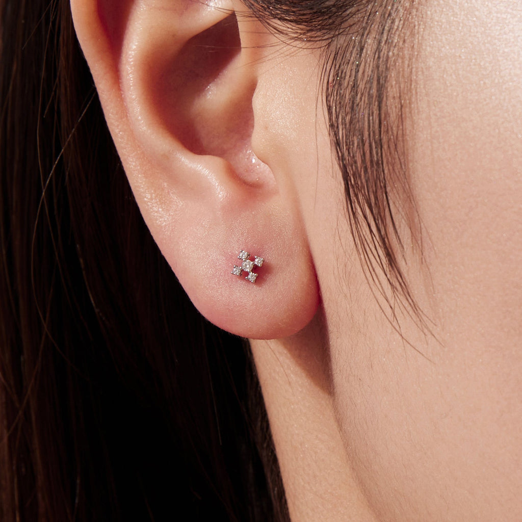 925 Sterling Silver Moissanite Earrings White Gold Plated 0.5cm for Women