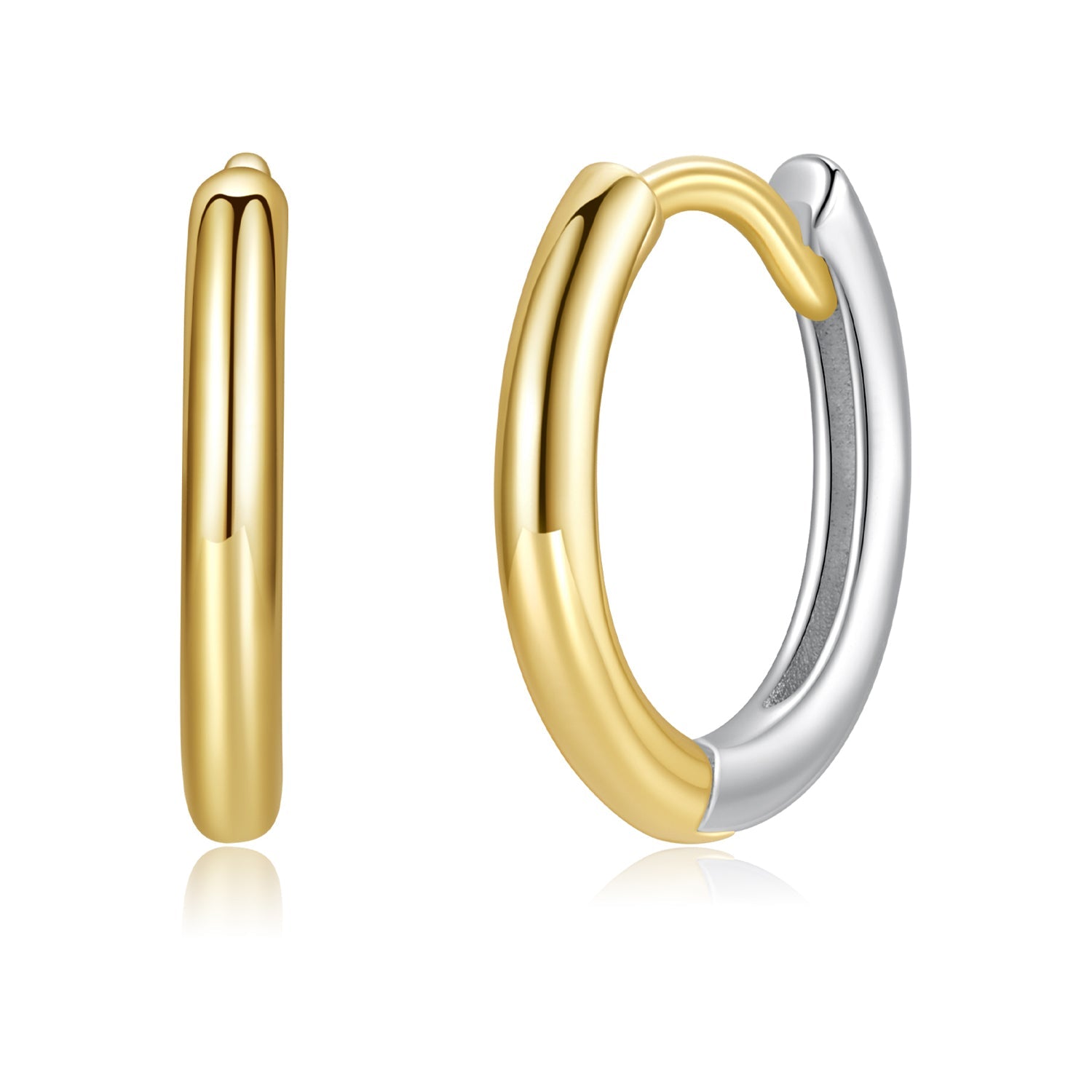 925 Sterling Silver Earrings for Women - 1.3x0.2cm, Plated White Gold