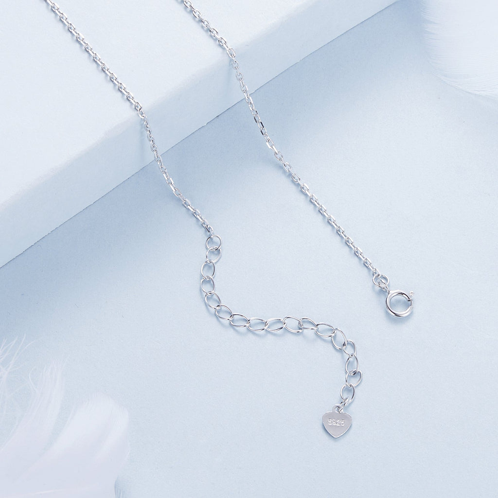 925 Sterling Silver Pave Setting CZ Necklace with White Gold Plating 400mm for Women
