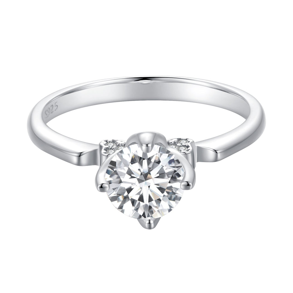 925 Sterling Silver 1.0 Carat Moissanite Ring in Size 8