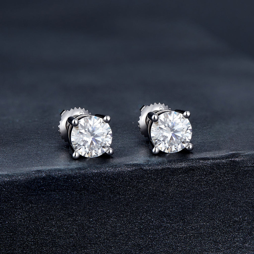 925 Sterling Silver Earrings with Moissanite in Style S, 0.5cm for Women
