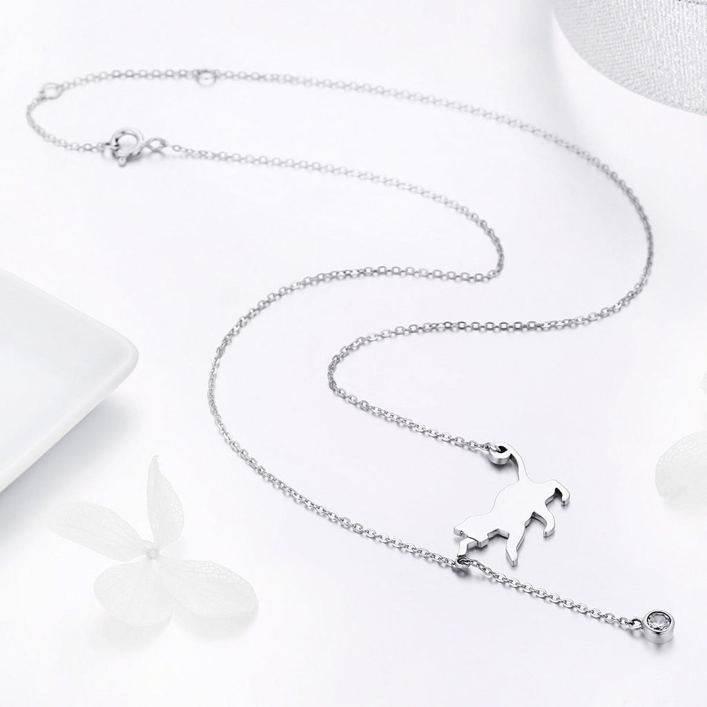 925 Sterling Silver Necklace 38-45cm with 1.4*2.5cm Pendant for Women