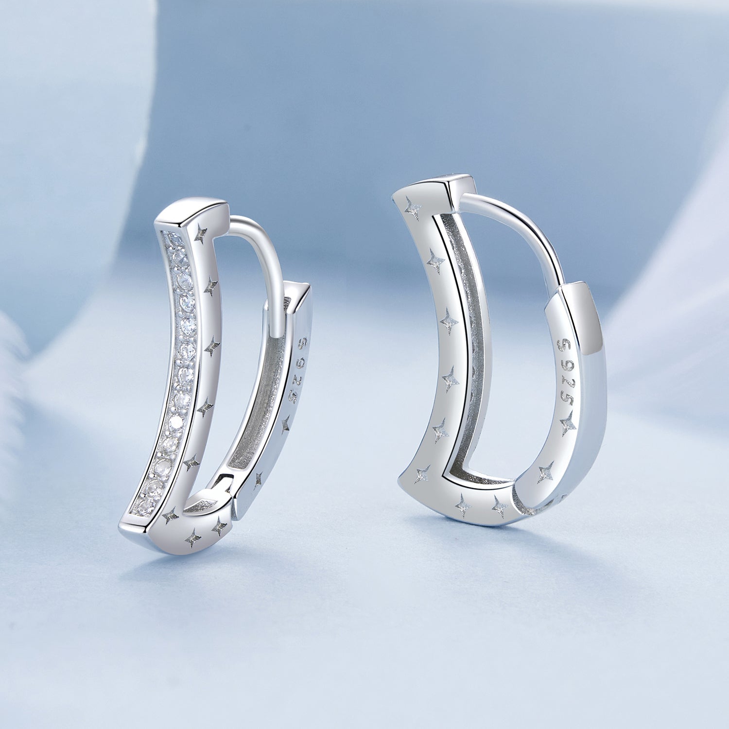 925 Sterling Silver Pave Setting CZ White Gold Plated Earrings for Women