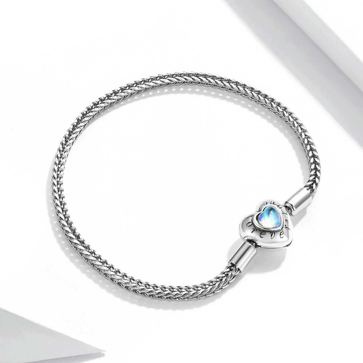 925 Sterling Silver Moonstone Bracelet 17cm for Women