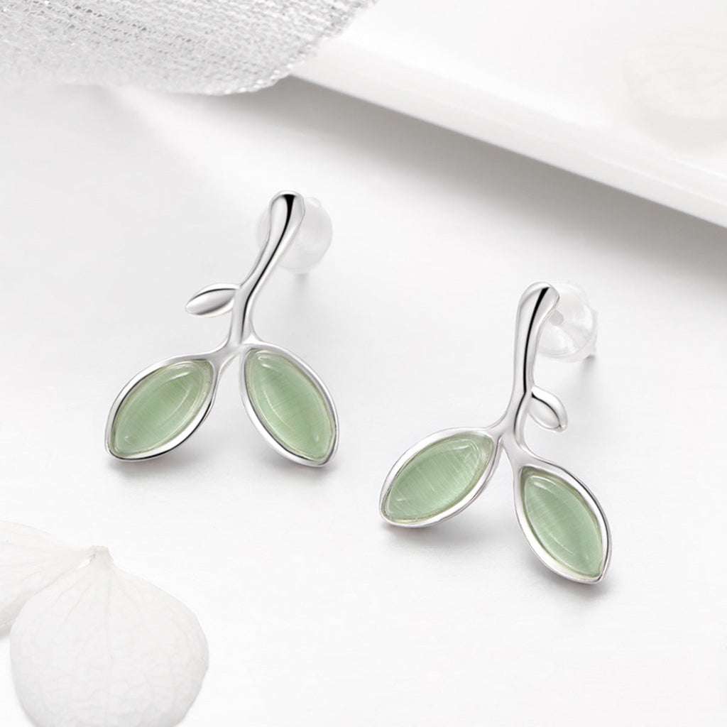 925 Sterling Silver Earrings with Synthetic Opal 1.5*1.3cm