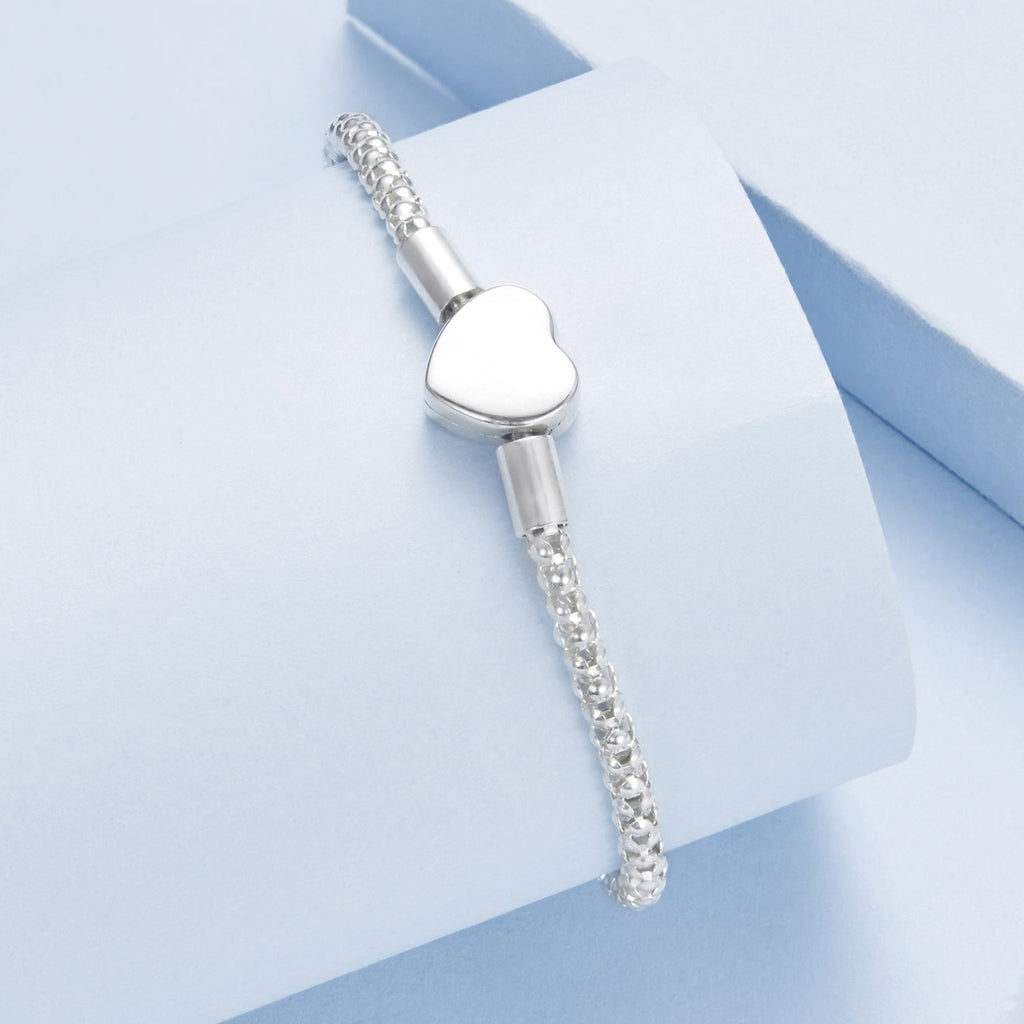 925 Sterling Silver Bracelet 17cm Heart-shaped 1.0cm for Women