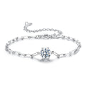 925 Sterling Silver Plated White Gold Moissanite Bracelet 15+6cm for Women