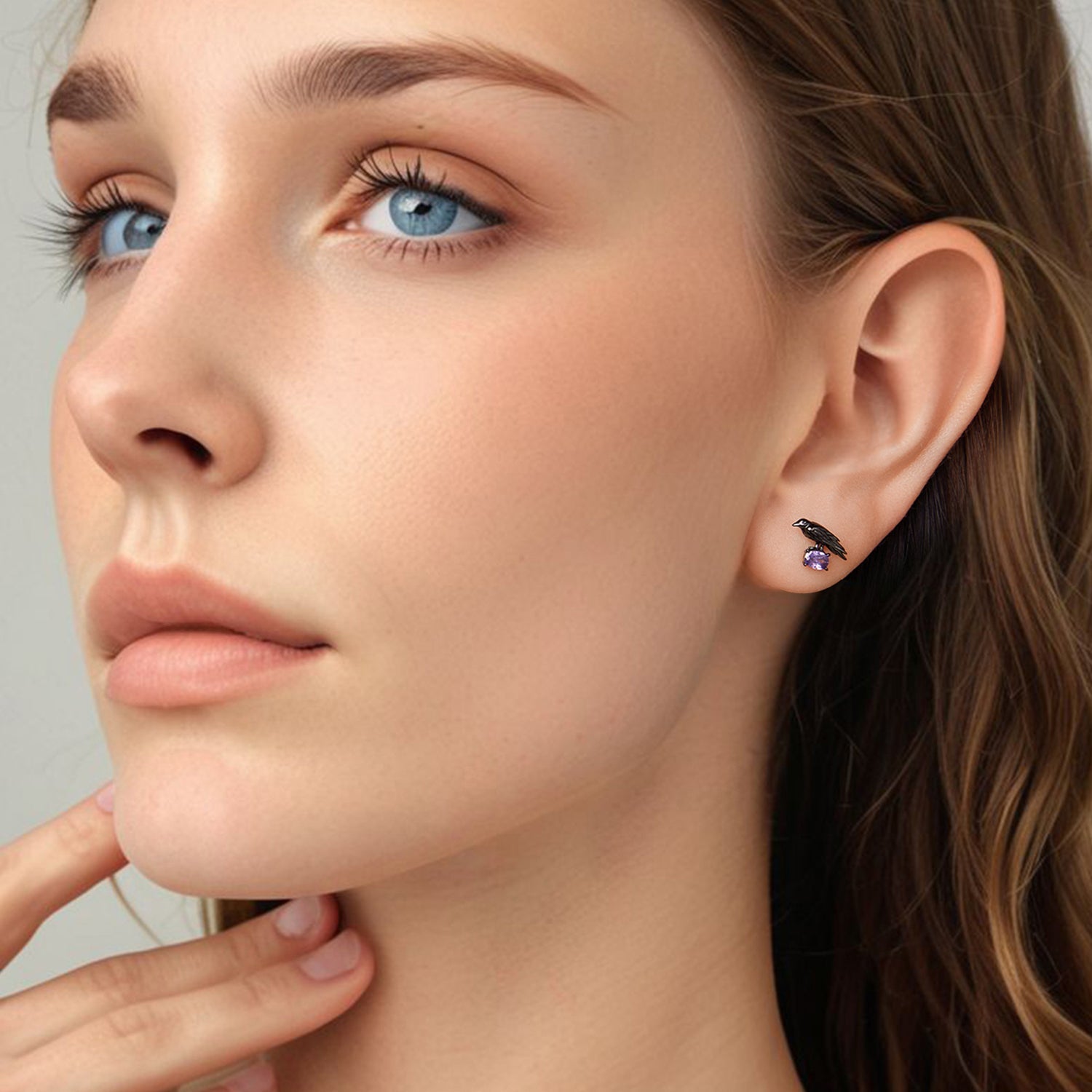 925 Sterling Silver Earrings with Pavé Setting CZ in Black Gold - Size 0.8*1.1cm for Women