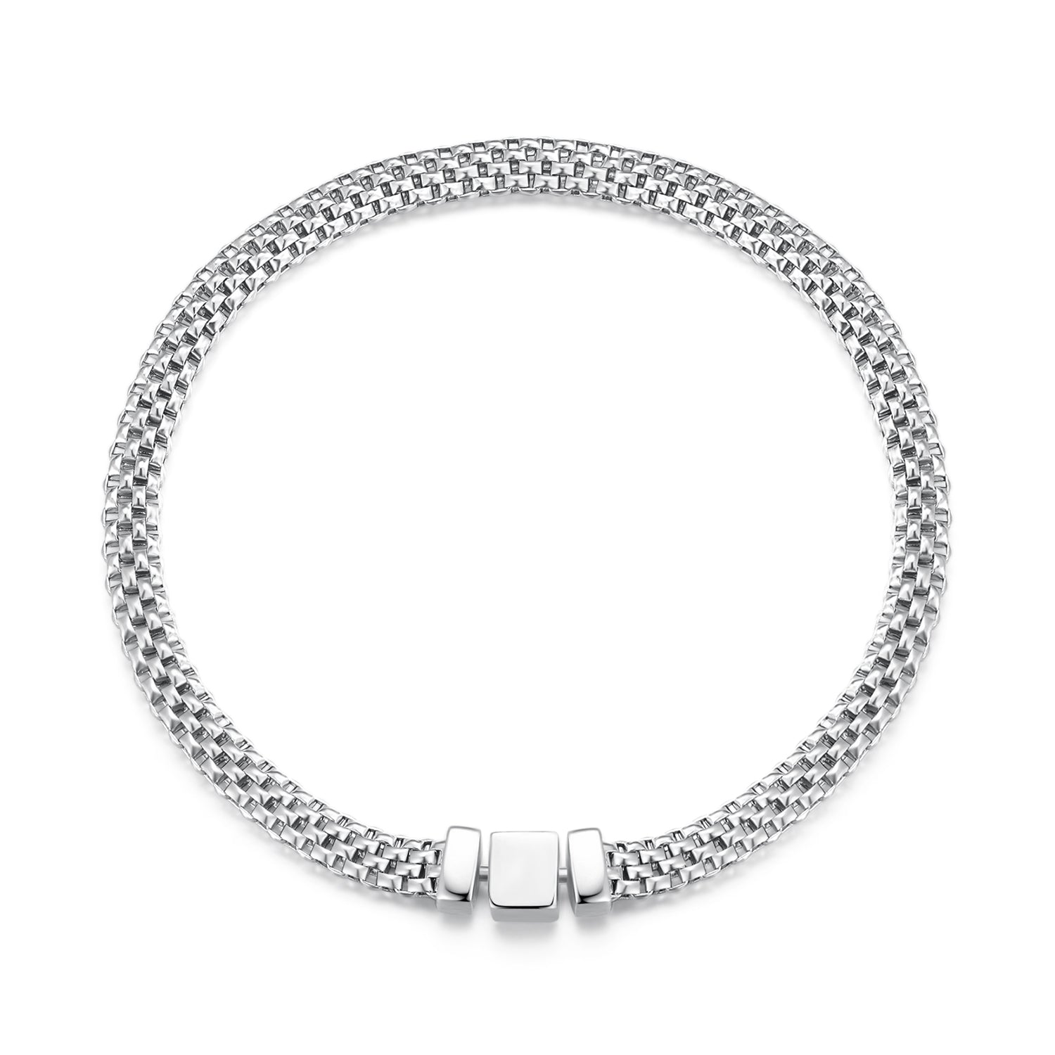 925 Sterling Silver Plated Platinum 17.0 Size Bracelet for Women