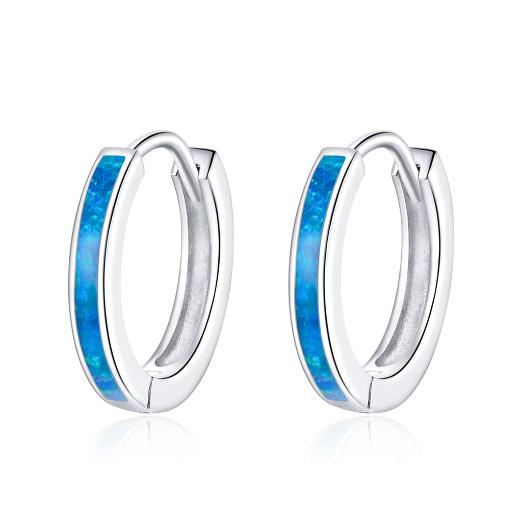 925 Sterling Silver + Platinum Translucent Opal Earrings for Women