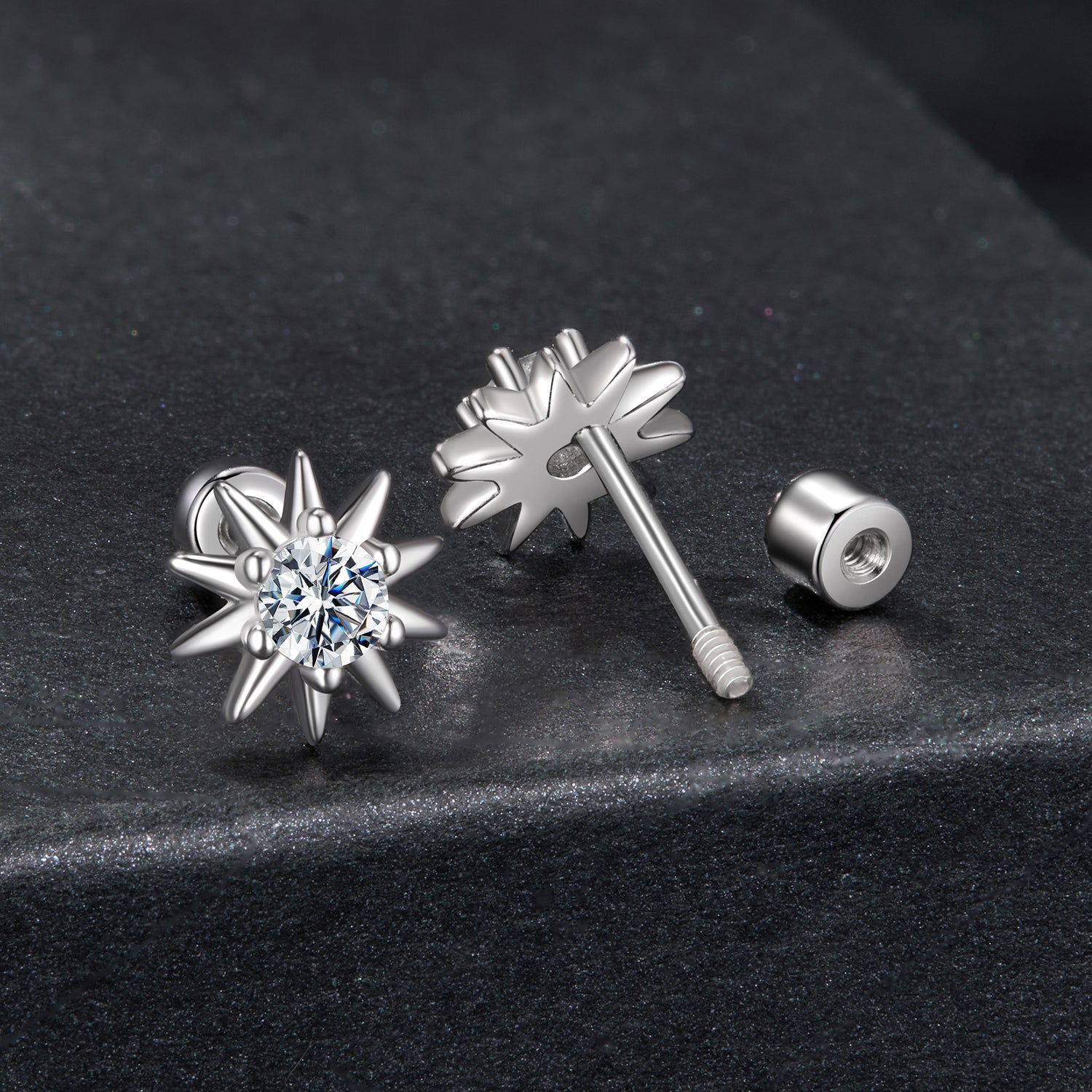 925 Sterling Silver Moissanite 0.10 Carat Earrings for Women - 0.7cm Size