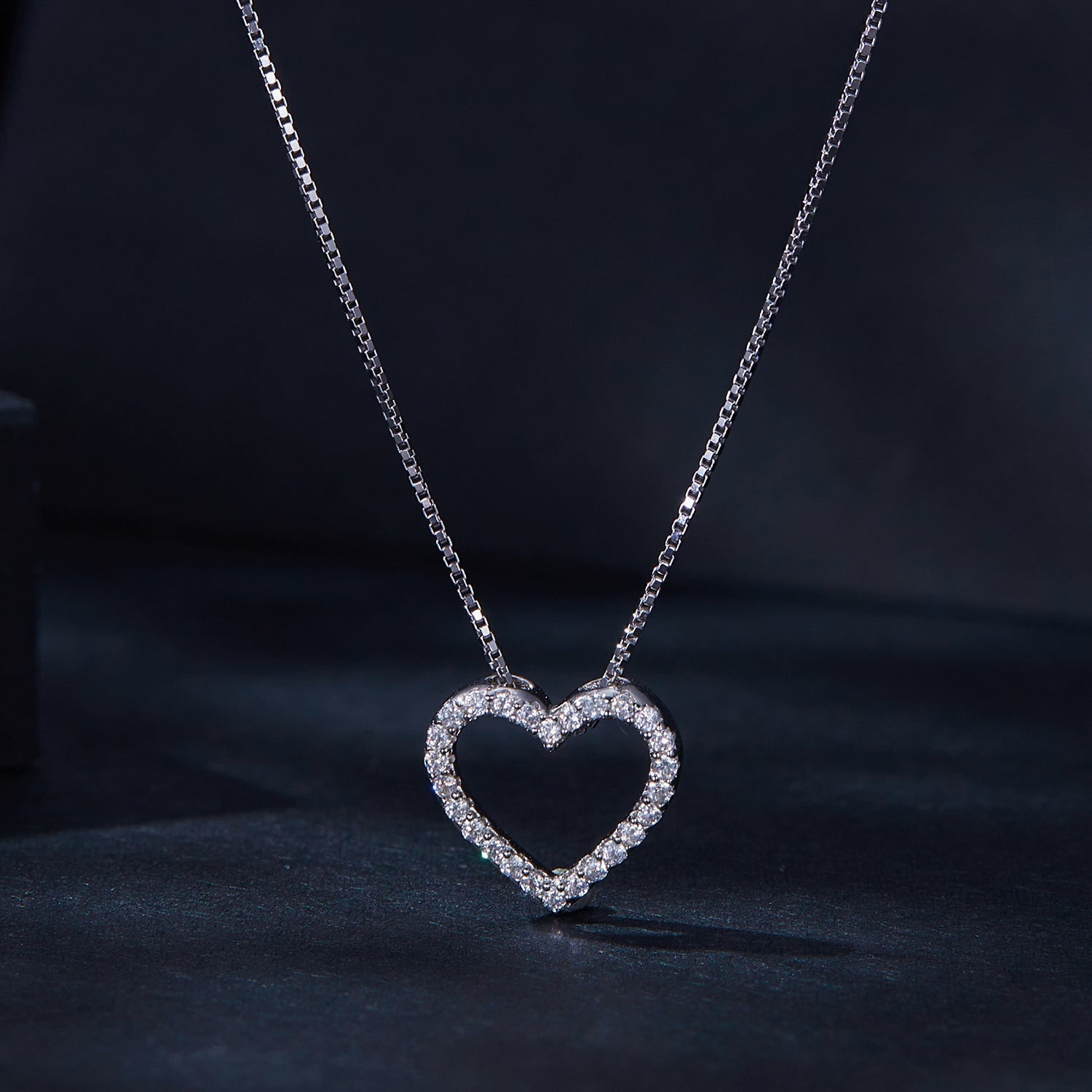 S925 Sterling Silver Necklace with Moissanite, 400mm + 50mm, Platinum Plated, Women
