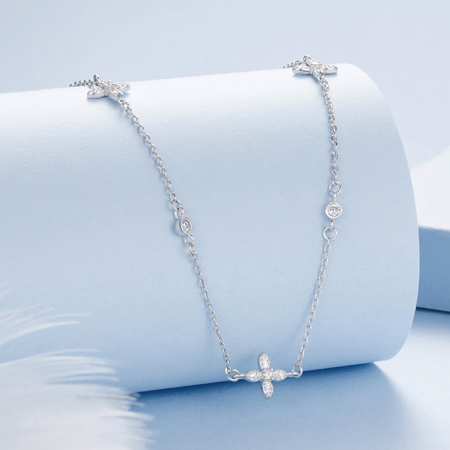 925 Sterling Silver White Gold Plated CZ Pendant Necklace for Women