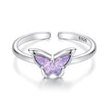 925 Sterling Silver Transparent Glass Pendant Rings for Women