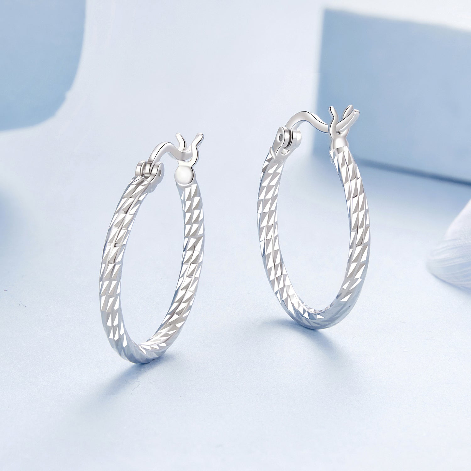 925 Sterling Silver Earrings with White Gold Plating