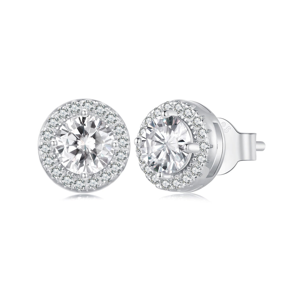 925 Sterling Silver 6.5mm Pavé Setting CZ Earrings
