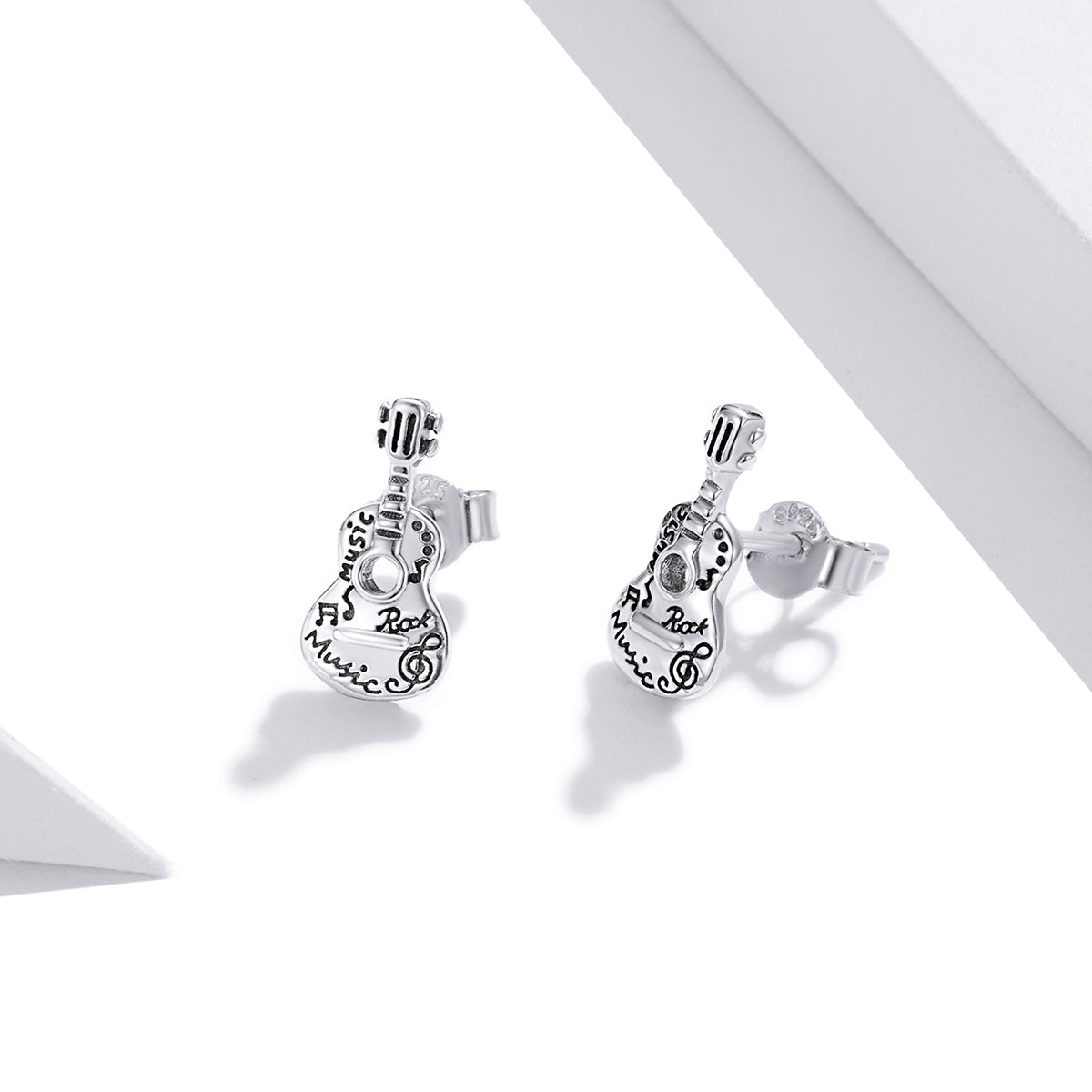 925 Sterling Silver & Oxidized Silver Earrings for Women - 1.3*0.6cm