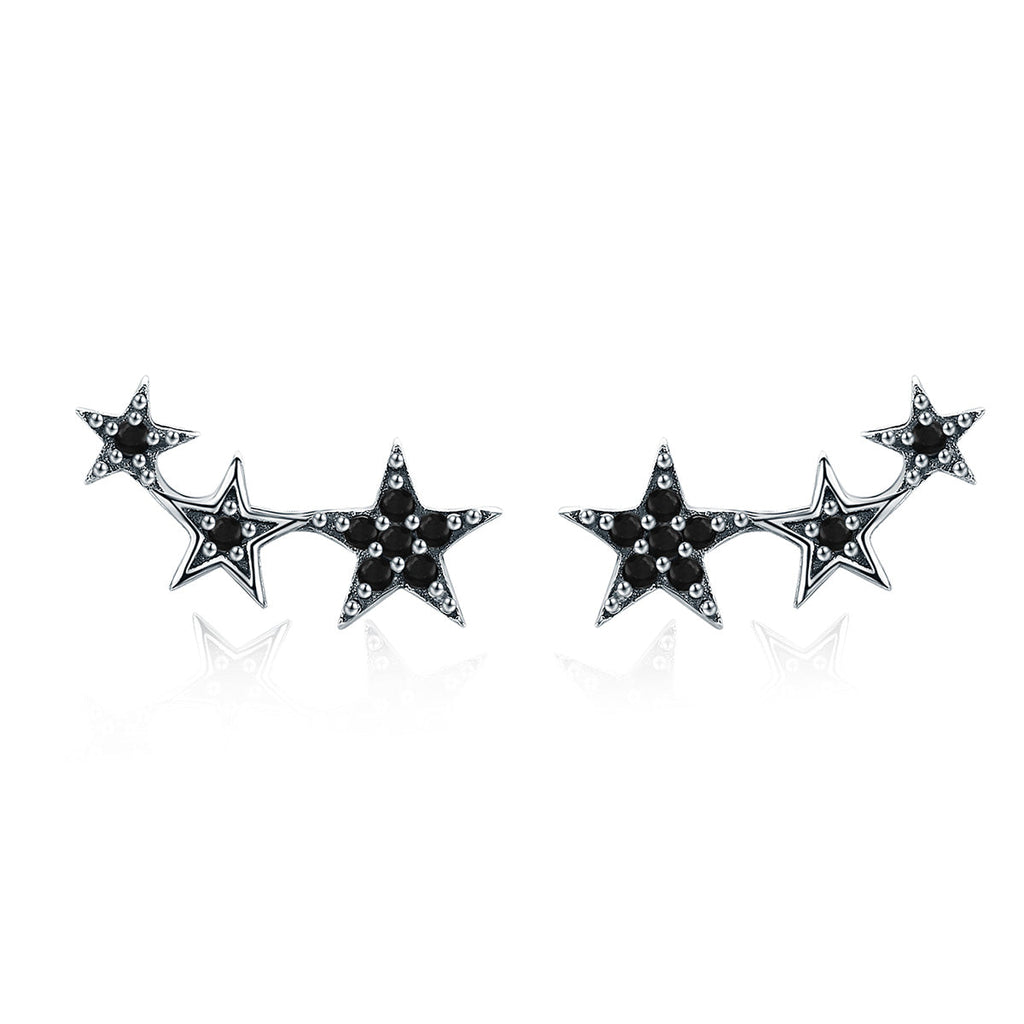 S925 Oxidized Silver Pavé CZ Earrings for Women