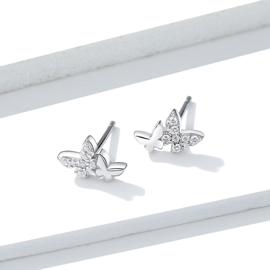 925 Sterling Silver Earrings with Pavé Setting CZ - 0.6*0.9cm