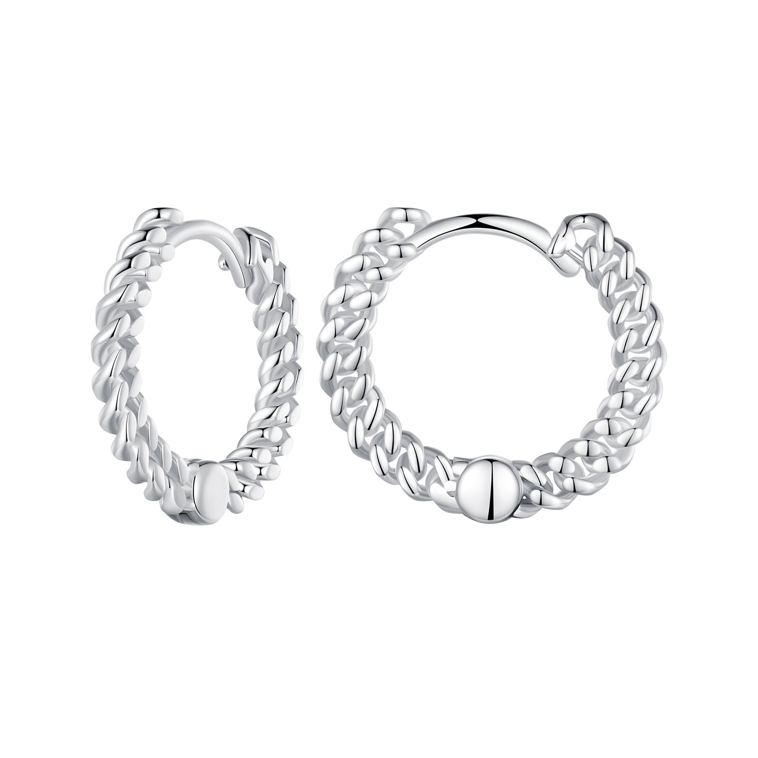 925 Sterling Silver Earrings Size 14*1.5mm Plated Platinum for Women