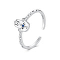 925 Sterling Silver Hamsa Hand Ring with Synthetic Spinel for Women