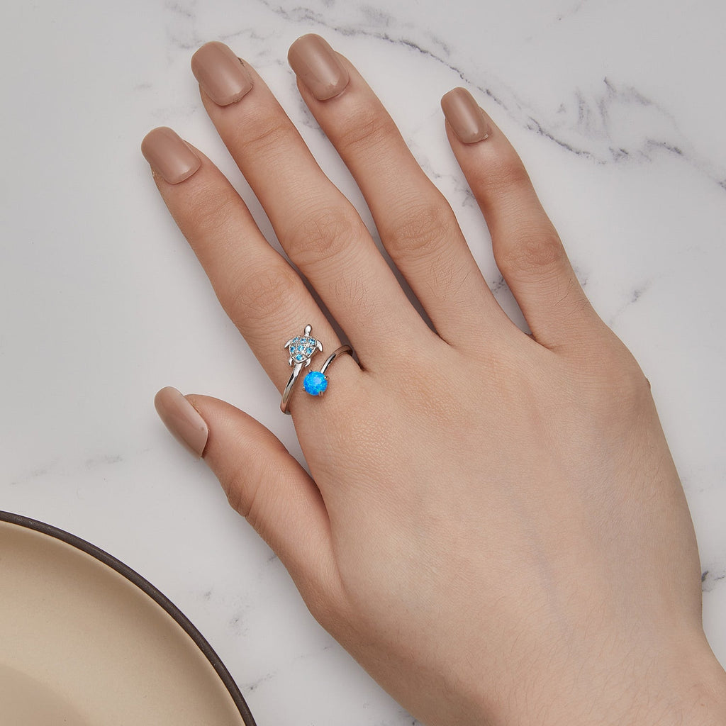 925 Sterling Silver Ring with Pavé Set CZ and Translucent Opal, 1.5mm Width for Women