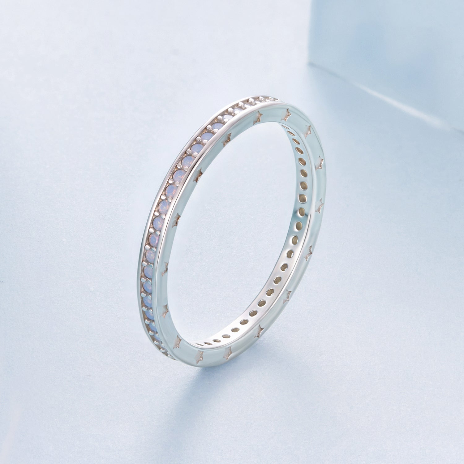 925 Sterling Silver Nano Opal Ring Size 6.0 for Women