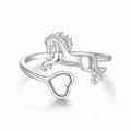925 Sterling Silver + Plated White Gold Horse Ring
