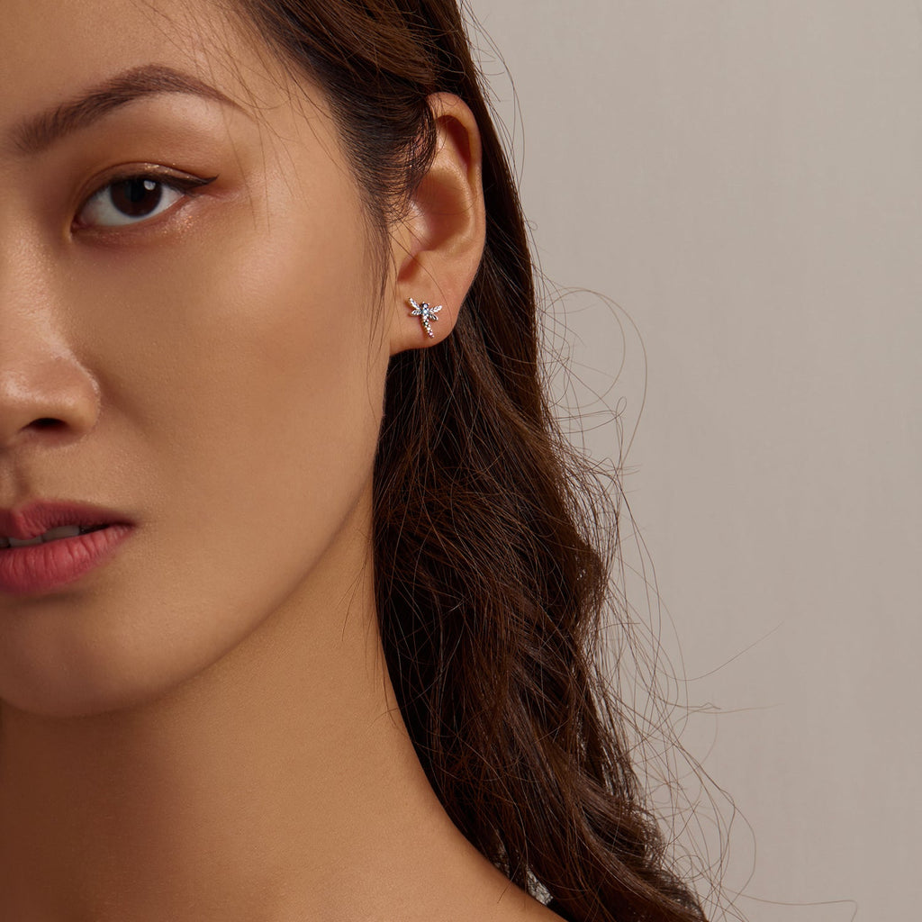 925 Sterling Silver Earrings with Pavé Setting CZ in Oxidized Silver