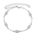 925 Sterling Silver White Gold Plated Bracelet with CZ Pendants for Women