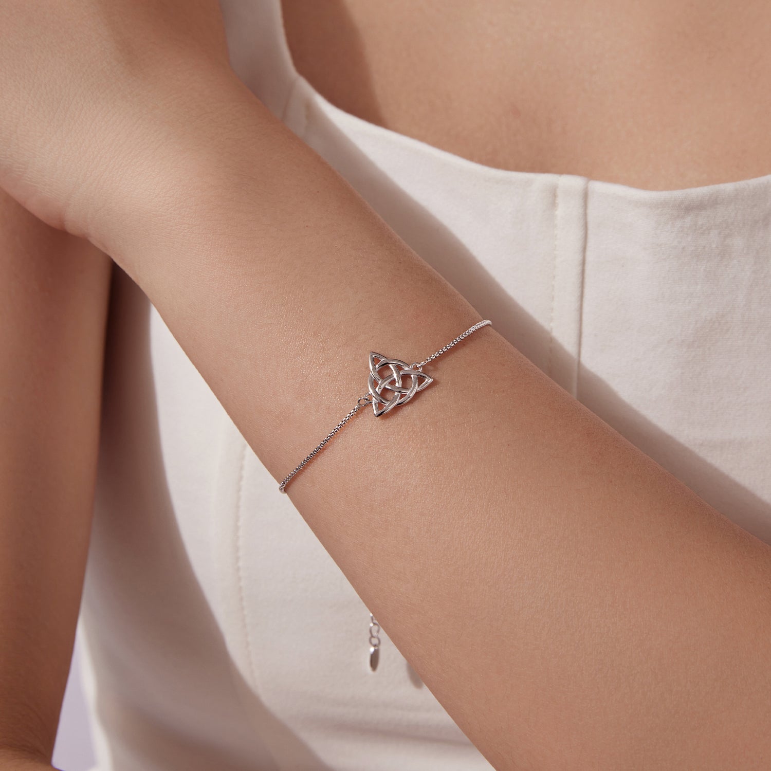 925 Sterling Silver White Gold Plated Bracelet with Length 15+6cm for Women
