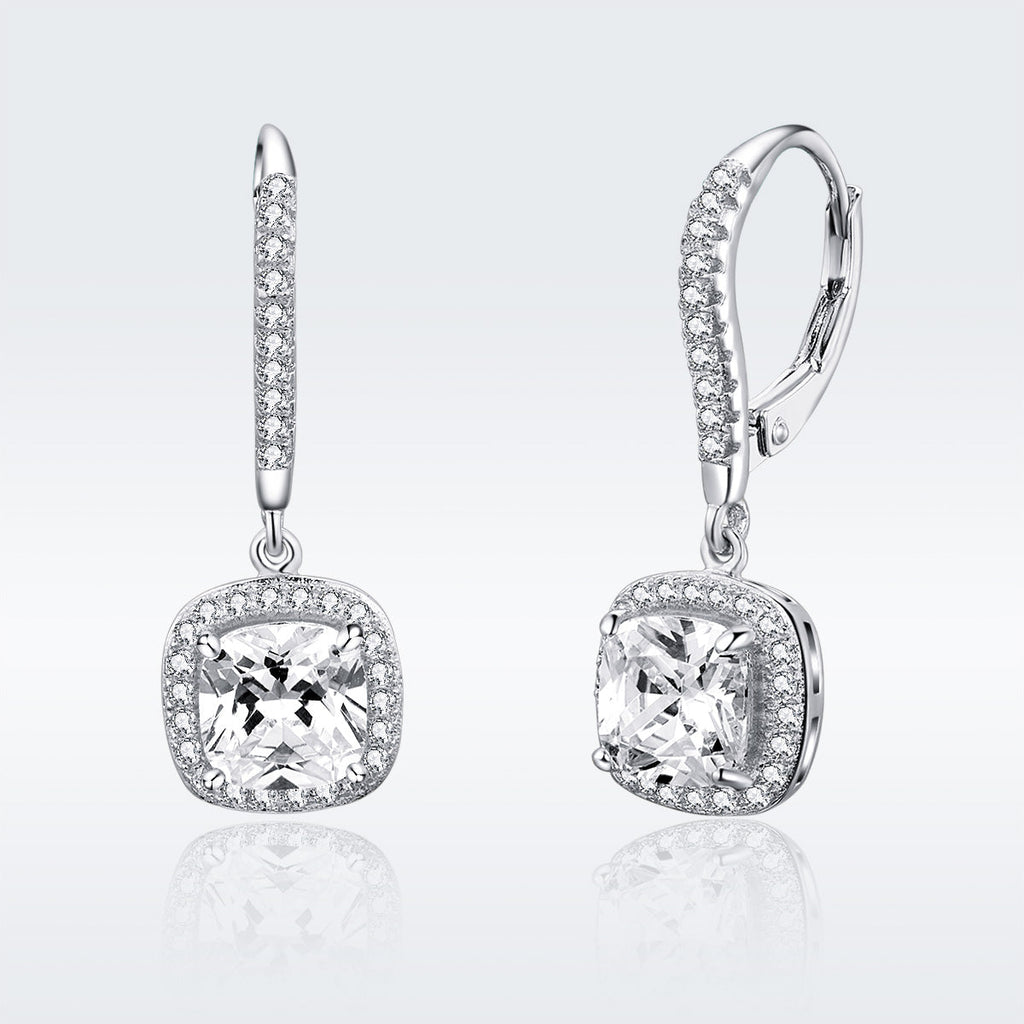 925 Sterling Silver Plated Gold Pavé Setting CZ Earrings for Women