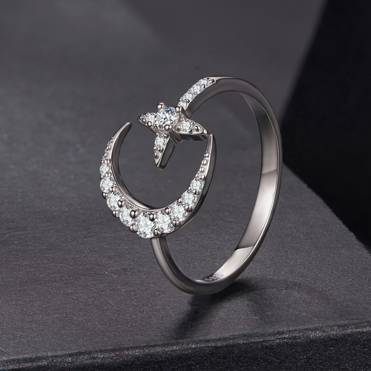925 Sterling Silver Moissanite 0.25cm White Gold Plated Ring - Size E for Women