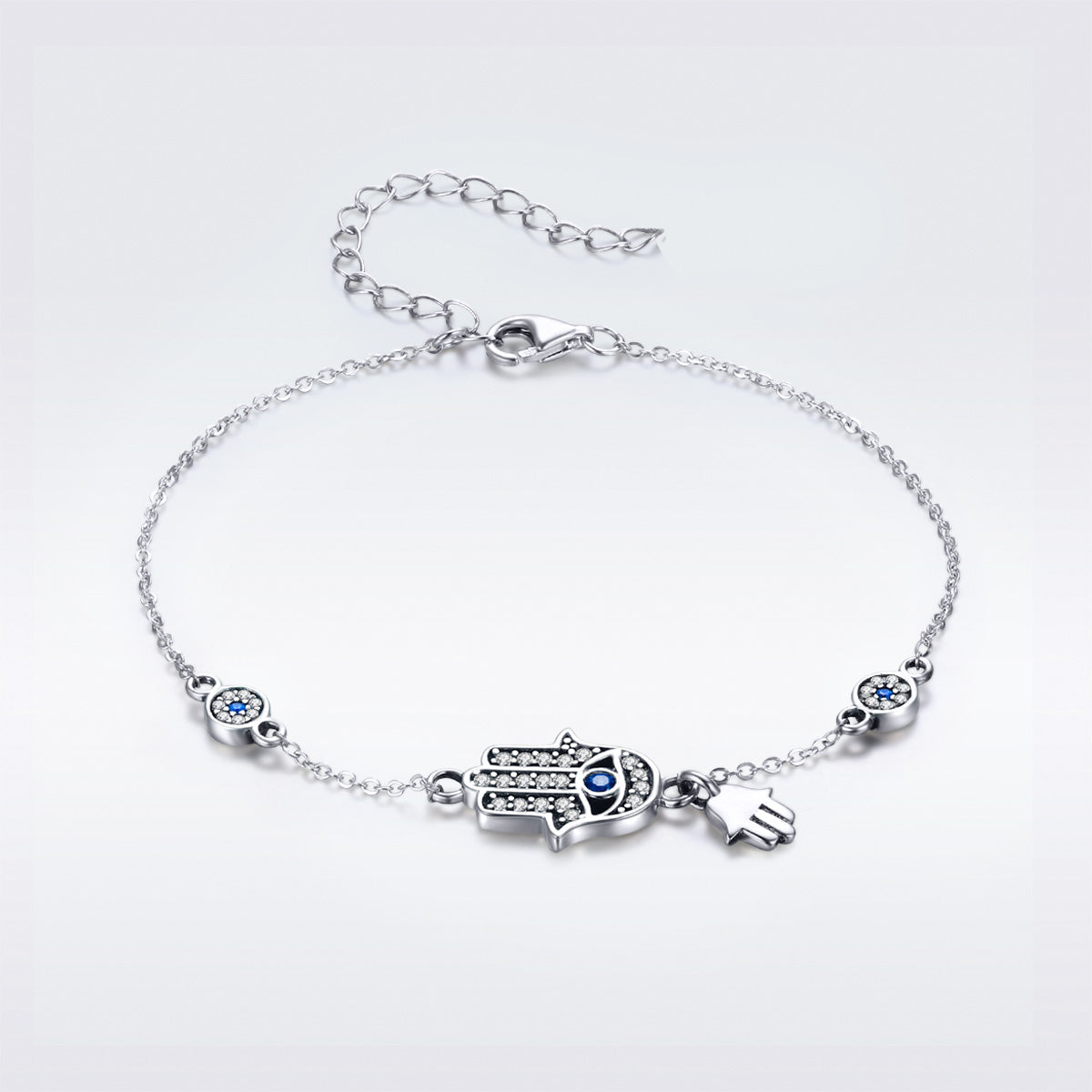 925 Sterling Silver Bracelet 21cm Long with 1.0*1.7cm Charms for Women