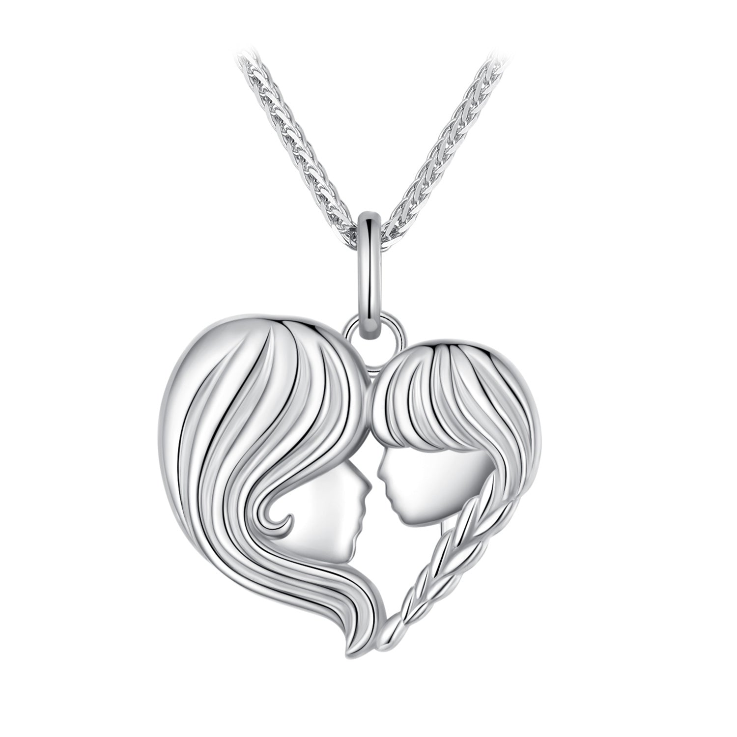 925 Sterling Silver Necklace with Platinum Plating, 400mm Chain Length, Pendant 24x21mm for Women