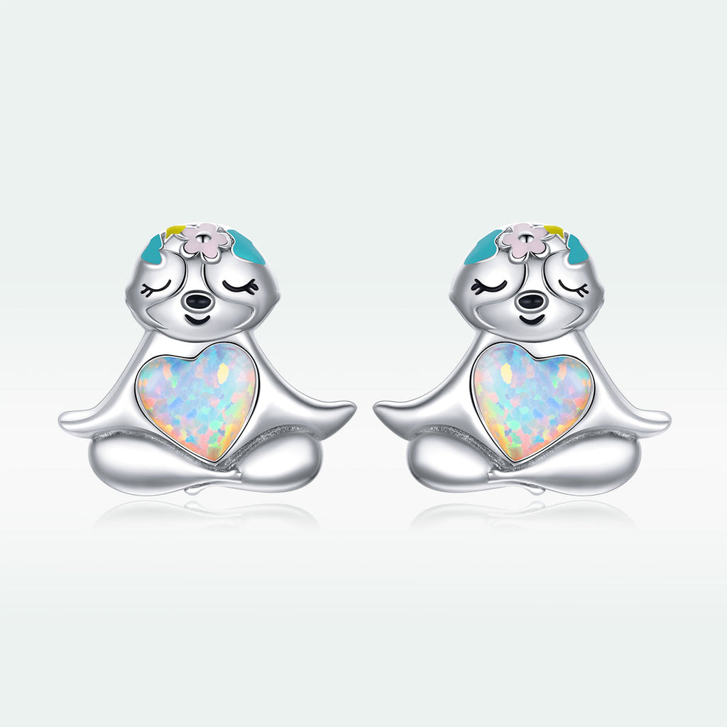 925 Sterling Silver Earrings with Translucent Opal
