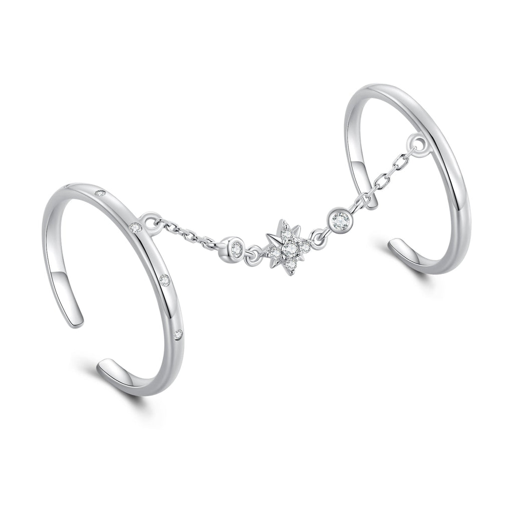 925 Sterling Silver Plated CZ Ring 30mm Chain Length, 1.7mm Width for Women