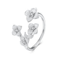 925 Sterling Silver Women's Ring with Pavé Set CZ and White Gold Plating - Style E