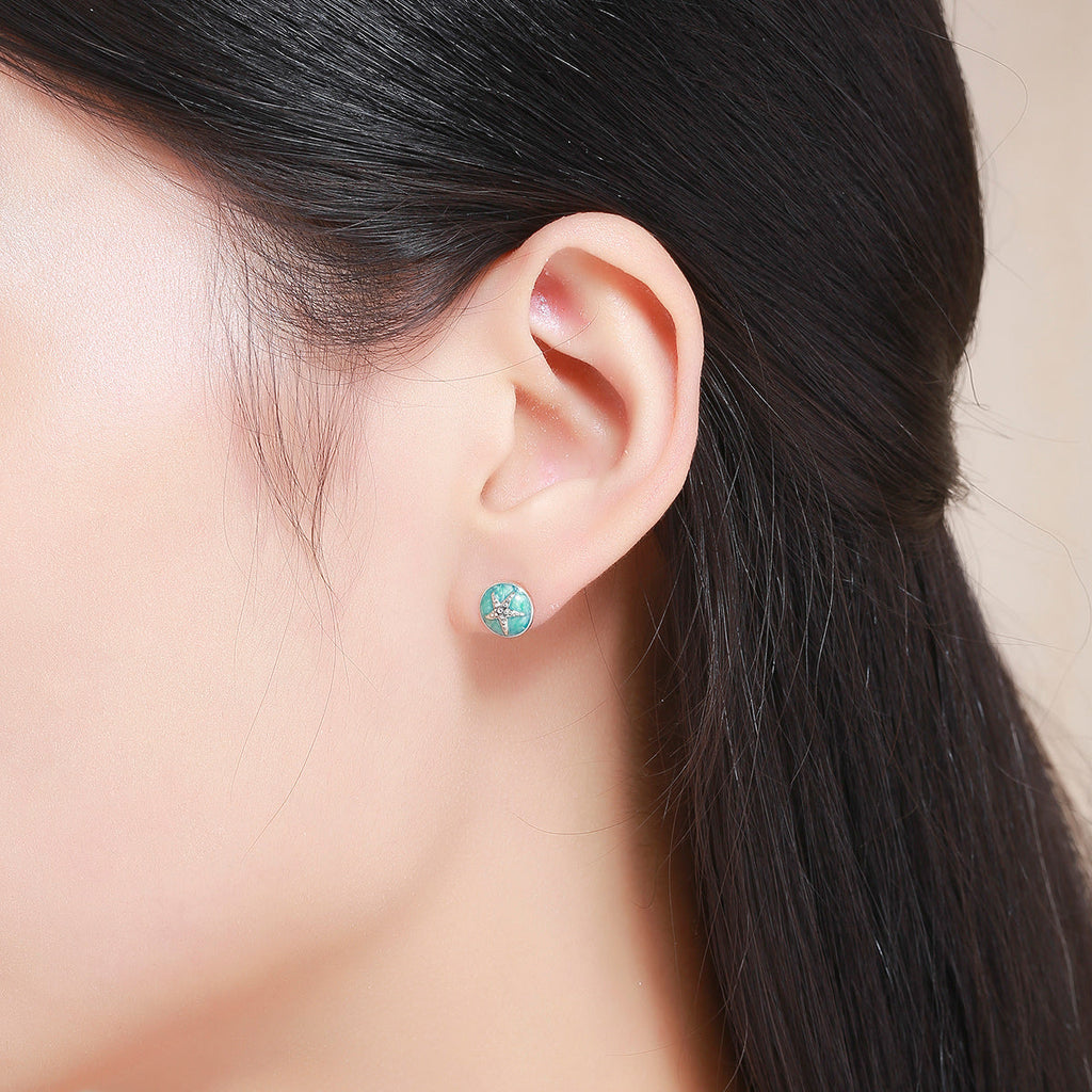 925 Sterling Silver Oxidized Enamel Earrings