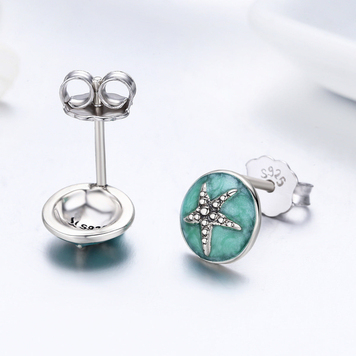 925 Sterling Silver Oxidized Enamel Earrings