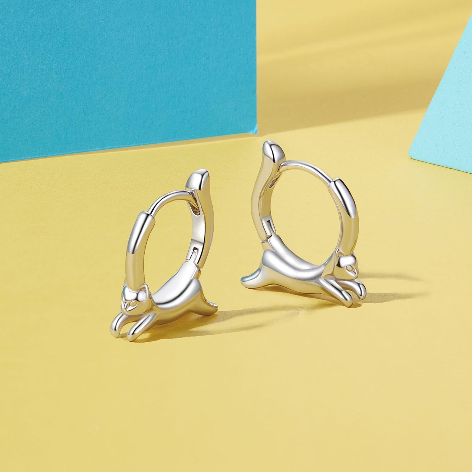 925 Sterling Silver Earrings for Women, Size 15*4mm, Inner Diameter 10mm, Plated Platinum