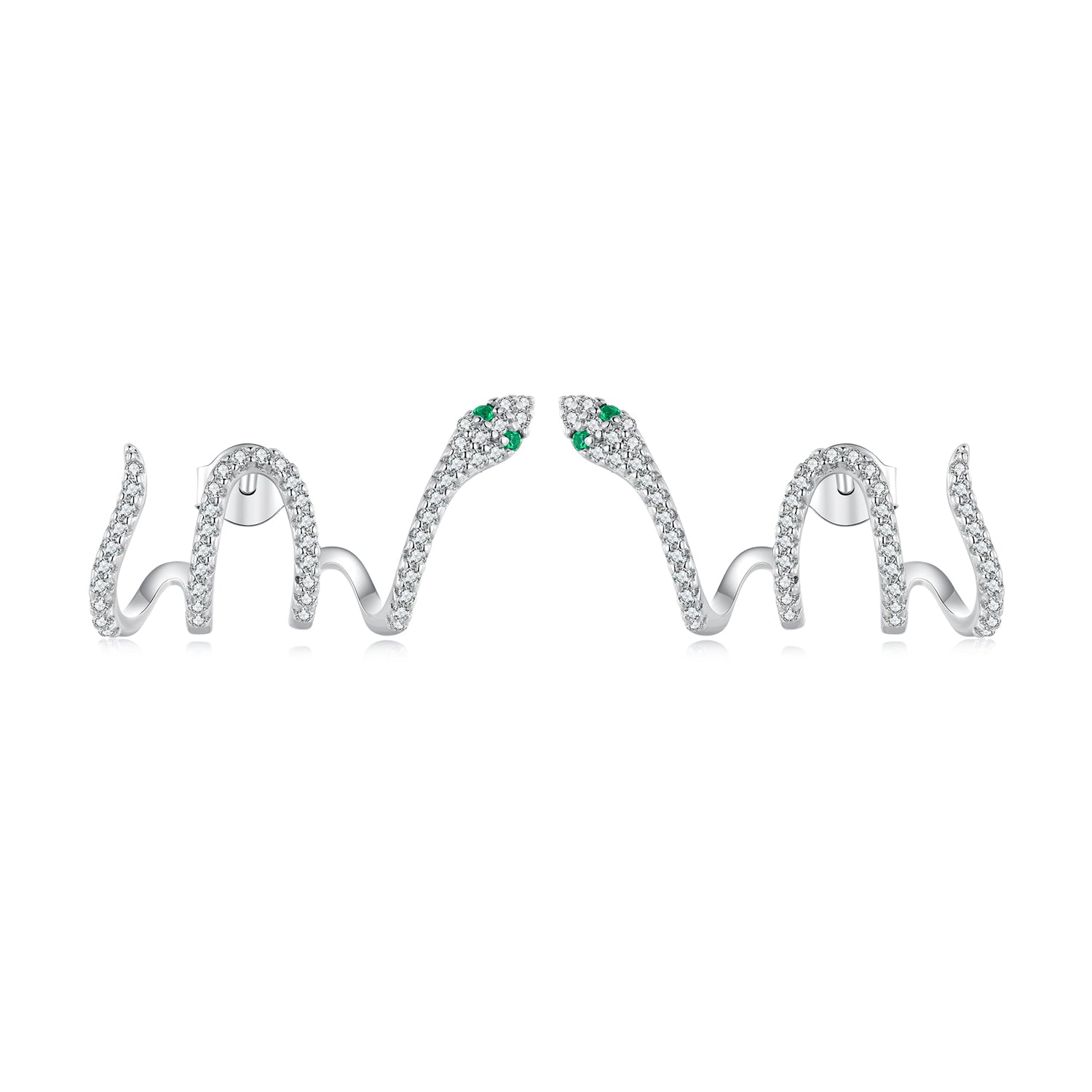 925 Sterling Silver Earrings with Plated Platinum and Pavé Setting CZ, 1.5x2.2cm for Women