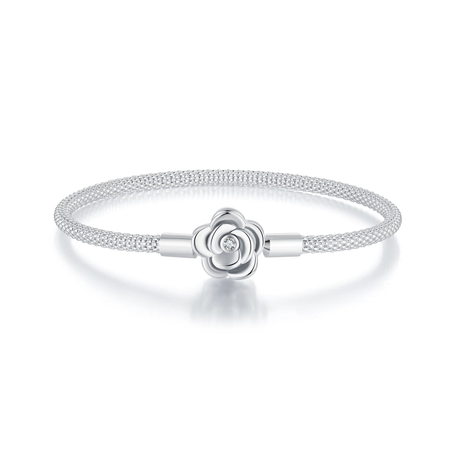 925 Sterling Silver Bracelet with Oxidized Finish and CZ 17.0 cm