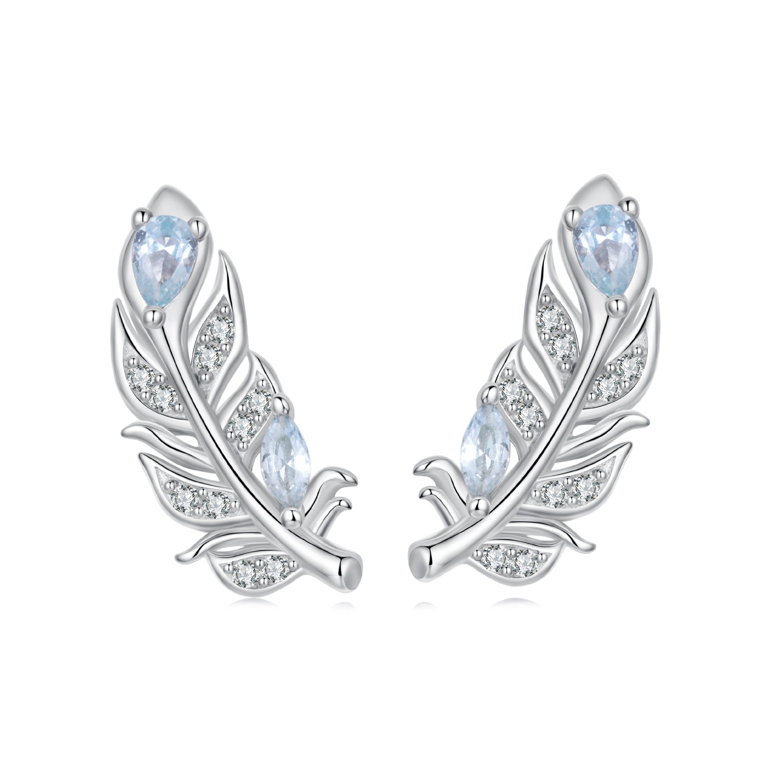 925 Sterling Silver Earrings with Pavé Setting CZ and White Gold Plating