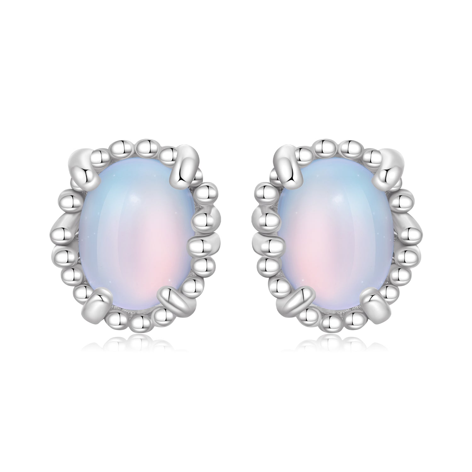 925 Sterling Silver Earrings for Women with Transparent Glass, 1.0*0.9cm