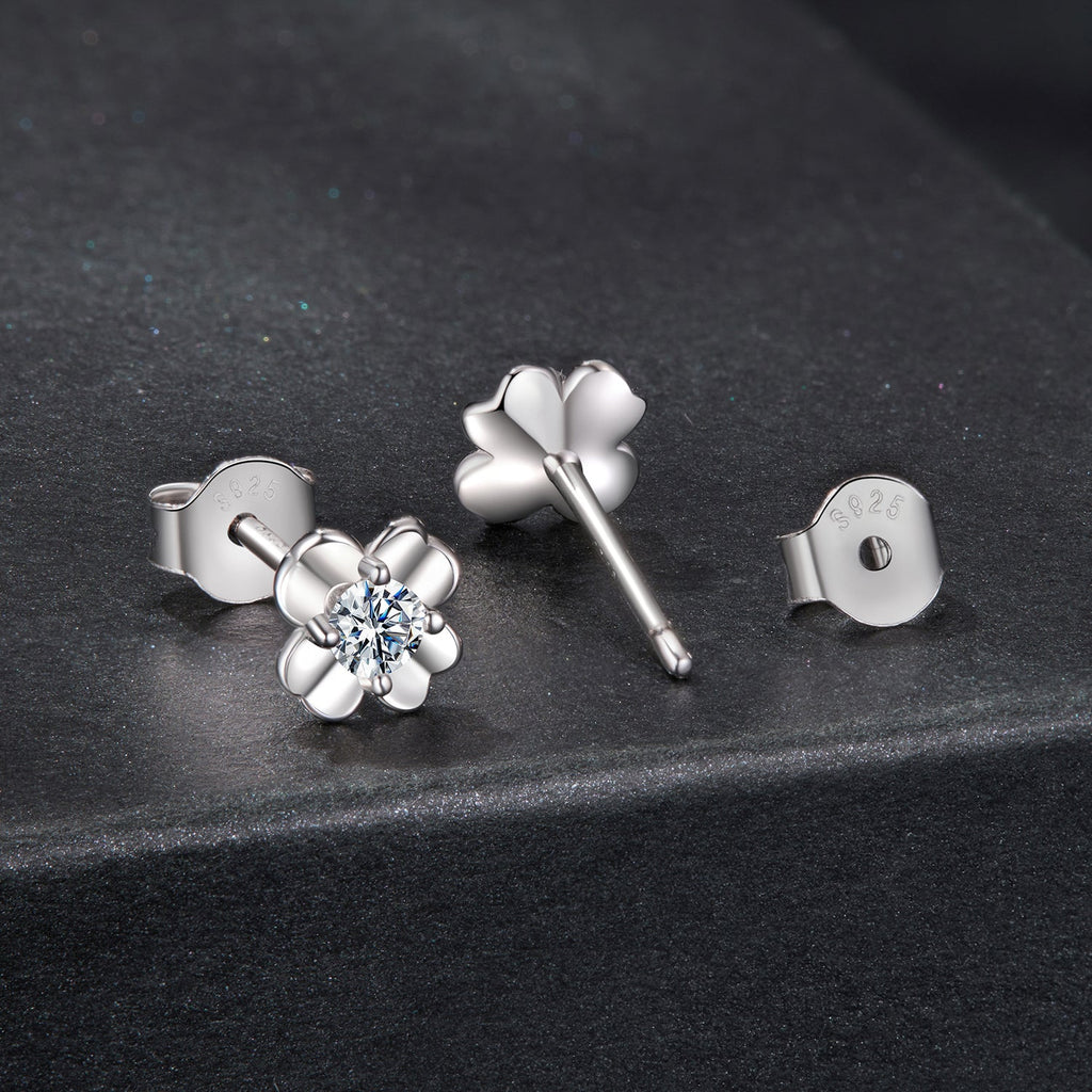 925 Sterling Silver Moissanite Earrings 0.6cm for Women