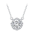925 Sterling Silver Moissanite 1.0 Carat Necklace with Pavé Setting for Women