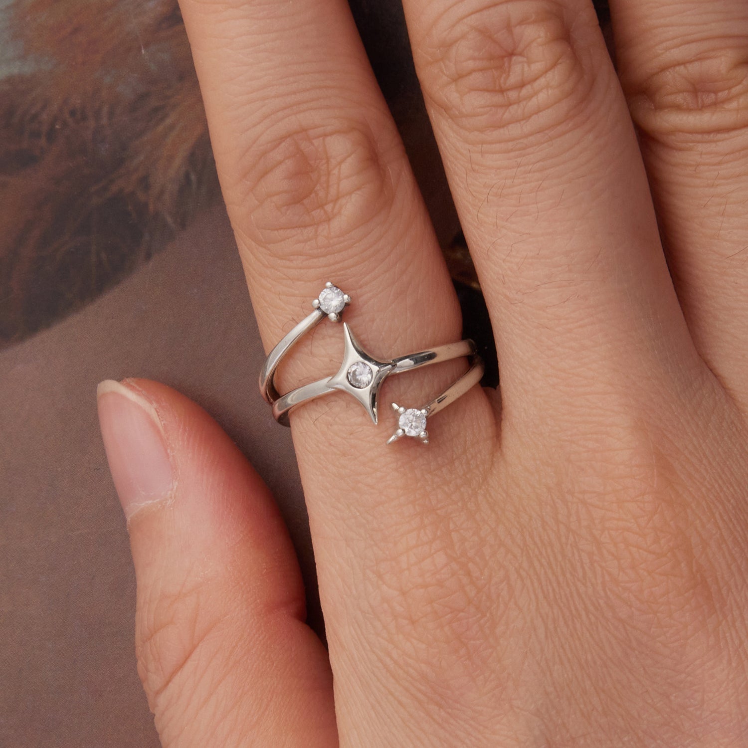 925 Sterling Silver Oxidized CZ Ring with Pavé Setting for Women